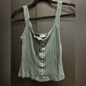 Free People Button-Up Tank Top in Pine